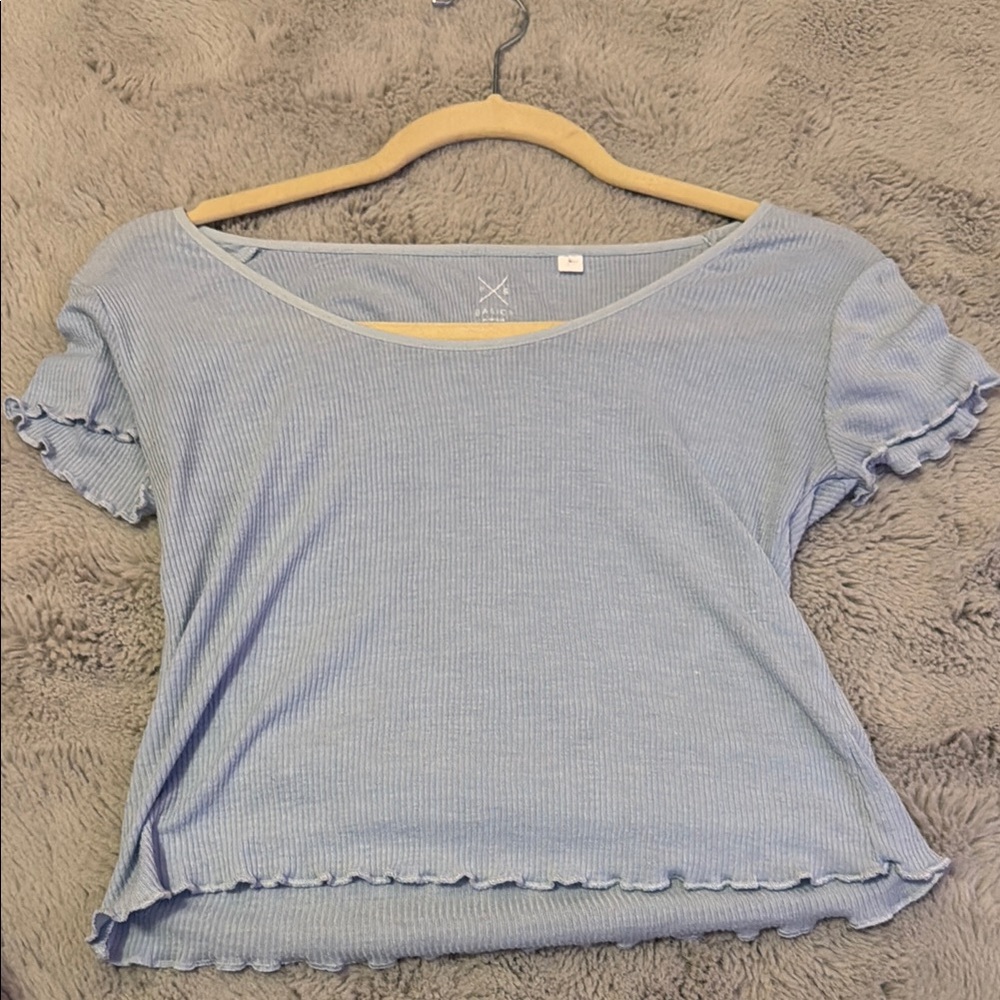Pacsun Basics Light Blue Ribbed Women's Top